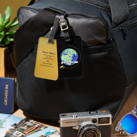 冒険が世界旅行の世界を始める ラゲッジタグ (正面&裏面)