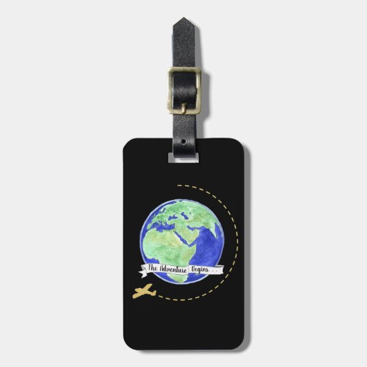 冒険が世界旅行の世界を始める ラゲッジタグ (正面縦)