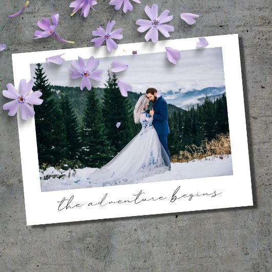 冒険が写真の結婚発表を始める 案内ポストカード