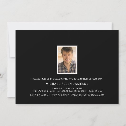 冒険が写真卒業パーティーを始める 招待状 (裏面)