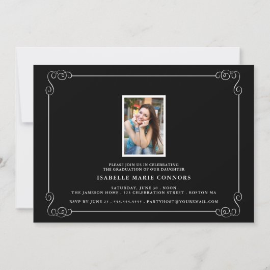 冒険が写真卒業パーティーを始める 招待状 (裏面)