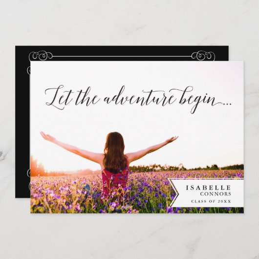 冒険が写真卒業パーティーを始める 招待状 (正面/裏面)