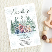 冒険が冬の森の動物の赤ちゃんシャワーを待つ 招待状