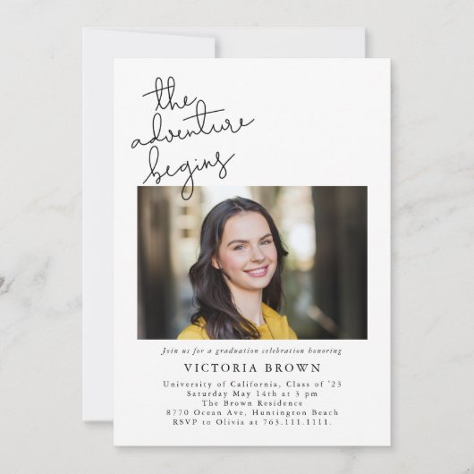 冒険が卒業パーティーの写真を始める 招待状 (正面)