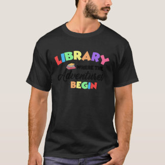 冒険が図書館本を始める図書館 Tシャツ