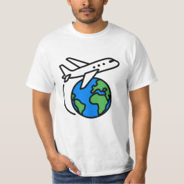 冒険が地球飛行機旅行Tシャツを待つ Tシャツ