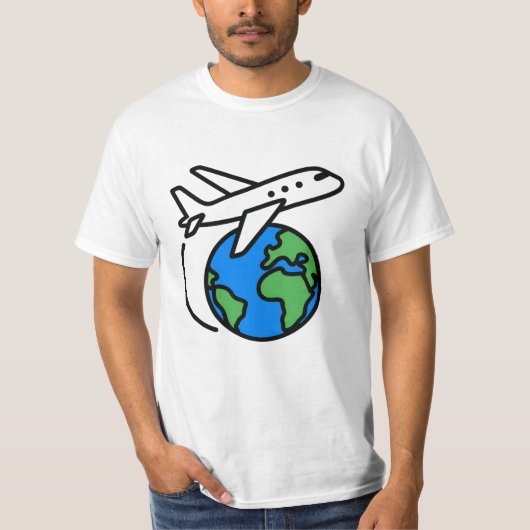 冒険が地球飛行機旅行Tシャツを待つ Tシャツ (正面)
