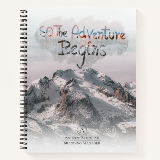 冒険が始まるように水の色カスタム文字 ノートブック (正面)