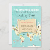 冒険が始まるシャワー招待状旅行場所 招待状 (正面)