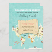 冒険が始まるシャワー招待状旅行場所 招待状 (正面/裏面)