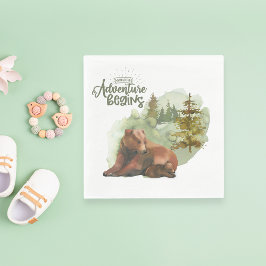 冒険が始まるタイポグラフィ素朴クマ スタンダードランチョンナプキン