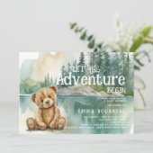 冒険が始まるテディベア赤ちゃんシャワー 招待状 (スタンド正面)