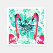 冒険が始まるピンクのフラミンゴ スタンダードカクテルナプキン (正面)