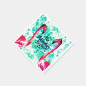 冒険が始まるピンクのフラミンゴ スタンダードカクテルナプキン (角)