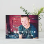 冒険が始まるフォト卒業パーティー招待状 招待状 (スタンド正面)