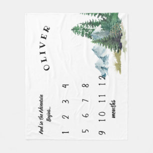 冒険が始まるフォレストベビーマイルストーンブランケット フリースブランケット