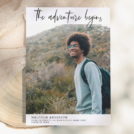冒険が始まるブラシストローク写真卒業式 招待状