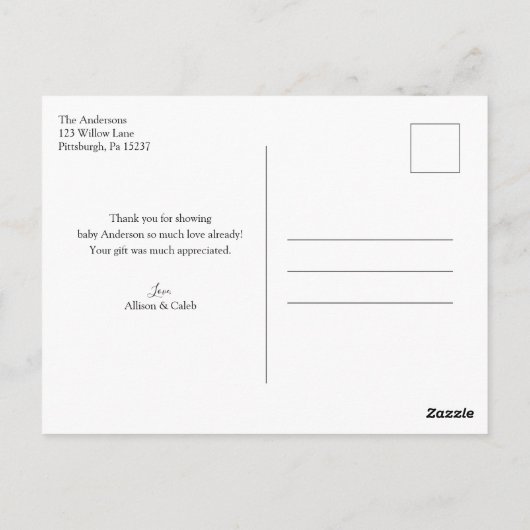 冒険が始まるベビーシャワーサンキューカード ポストカード (裏面)