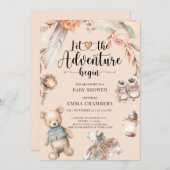 冒険が始まるボホベイビーシャワー男女兼用 招待状 (正面/裏面)