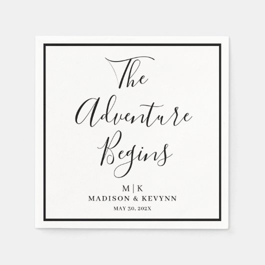 冒険が始まるミニマル | ナプキ結婚ンス スタンダードカクテルナプキン (正面)