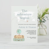 冒険が始まるワールドマップトラベルベビーシャワー 招待状 (スタンド正面)
