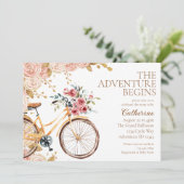 冒険が始まるヴィンテージバイクニュートラル赤ちゃんシャワー 招待状 (スタンド正面)