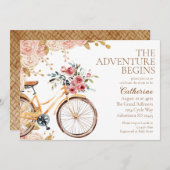 冒険が始まるヴィンテージバイクニュートラル赤ちゃんシャワー 招待状 (正面/裏面)