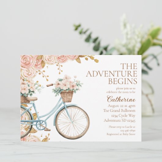 冒険が始まるヴィンテージバイクベビーシャワー 招待状 (スタンド正面)