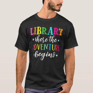 冒険が始まる図書館ブックリーダーLibrari Tシャツ