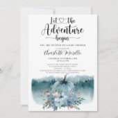 冒険が始まる埃っぽいブルーパンプキンベイビーシャワー 招待状 (正面)