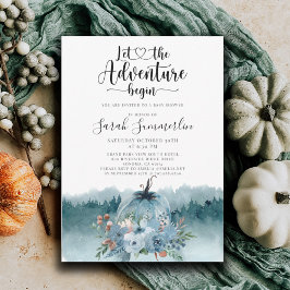 冒険が始まる埃っぽい青い赤ちゃんシャワー 招待状