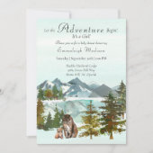 冒険が始まる女の子リンクス素朴赤ちゃんシャワー 招待状 (正面)