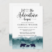 冒険が始まる山々が赤ちゃんシャワーを浴びる 招待状 (正面/裏面)