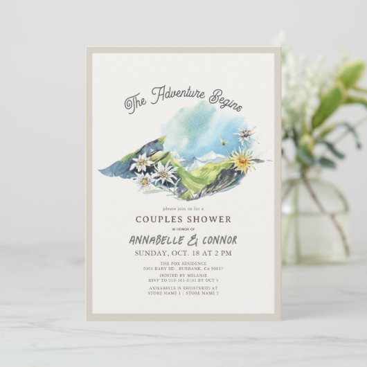 冒険が始まる山脈カップルのシャワー 招待状 (スタンド正面)