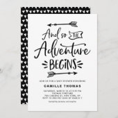 冒険が始まる引用文ブラックベビーシャワー 招待状 (正面/裏面)