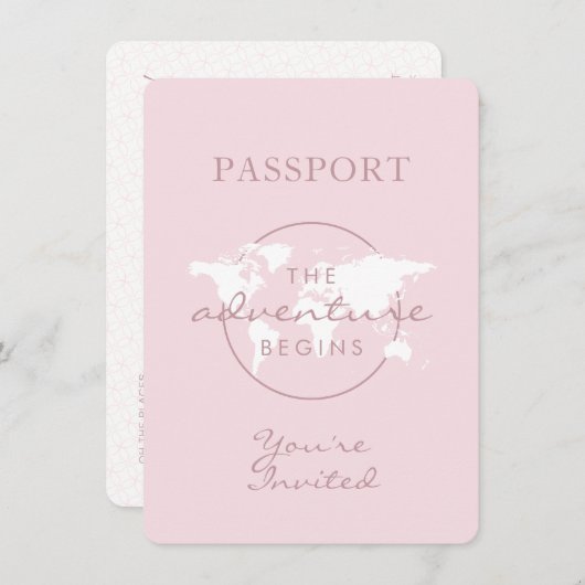 冒険が始まる旅行テーマパスポート赤ちゃんシャワー 招待状 (正面/裏面)