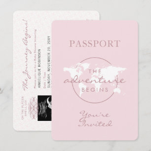 冒険が始まる旅行テーマパスポート赤ちゃんシャワー 招待状