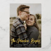 冒険が始まる日付の写真を保存 箔招待状 (正面)