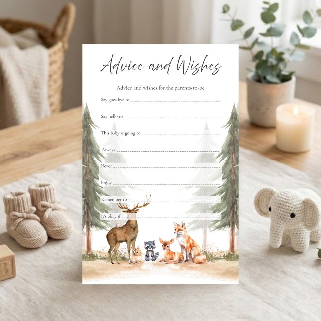 冒険が始まる森のシャワーのアドバイスと願い事ゲーム (Let the Adventure Begin Woodland Animals Baby Shower Advice and Wishes Game)