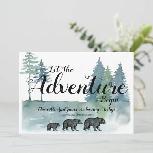 冒険が始まる水の色がベビーシャワー 案内状 (スタンド正面)