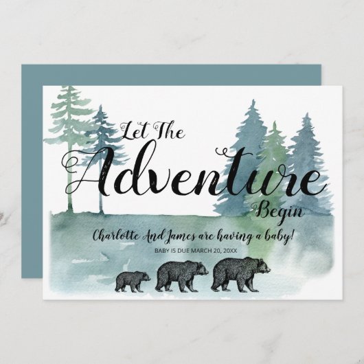 冒険が始まる水の色がベビーシャワー 案内状 (正面/裏面)