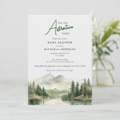 冒険が始まる水の色の山ベビースシャワー 招待状 (スタンド正面)