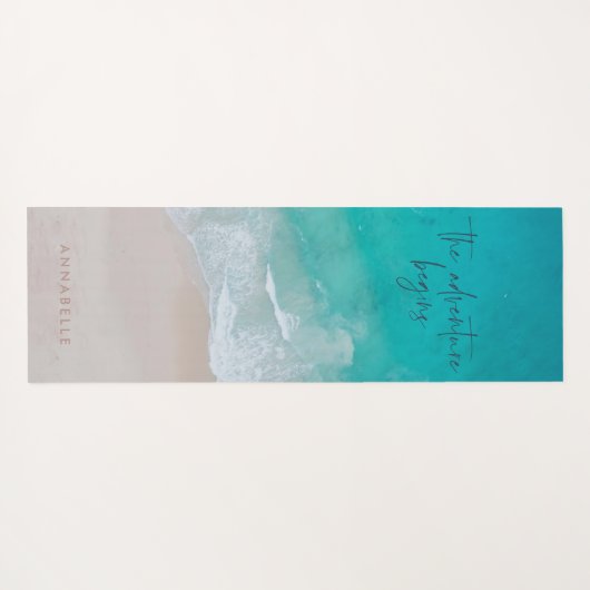 冒険が始まる熱帯砂ビーチ海 ヨガマット (裏面(横))