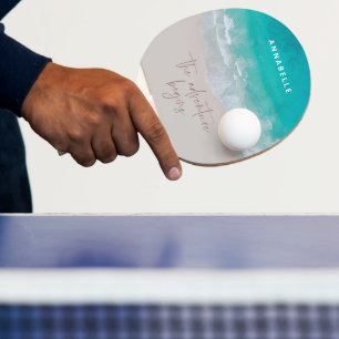 冒険が始まる熱帯砂ビーチ海 卓球ラケット