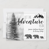 冒険が始まる素朴ウッドランドに赤ちゃんシャワー 招待状 (正面)