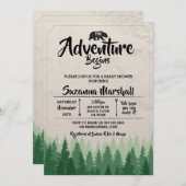 冒険が始まる赤ちゃんのシャワー熊の冬 招待状 (正面/裏面)