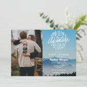 冒険が始まる赤ちゃんシャワー写真招待状 招待状 (スタンド正面)