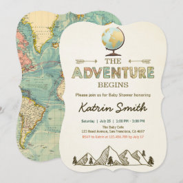 冒険が始まる赤ちゃんシャワー招待グローブマップ 招待状