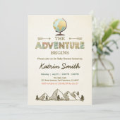 冒険が始まる赤ちゃんシャワー招待グローブマップ 招待状 (スタンド正面)