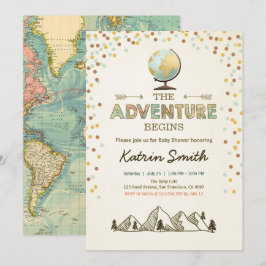 冒険が始まる赤ちゃんシャワー招待グローブマップ 招待状